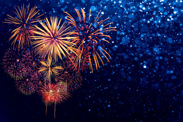 Fireworks with Abstract bokeh background