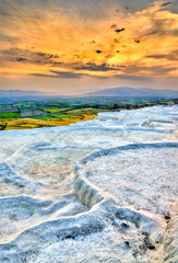 Travertine pools and terraces at Pamukkale in Turkey