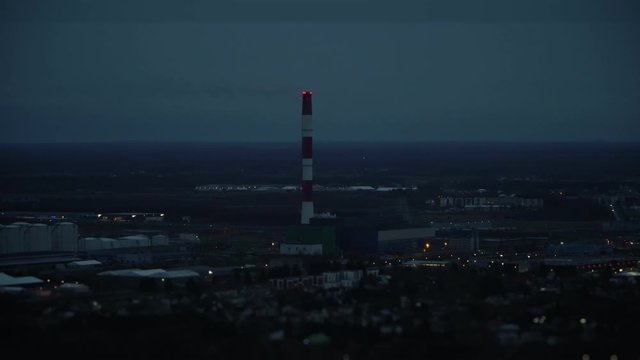 Aerial view of Iru Power Plant near Tallinn at evening.