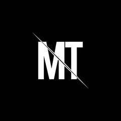 MT logo monogram with slash style design template - obrazy, fototapety, plakaty