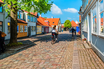 Colored traditional houses in old town of Odense, Denmark