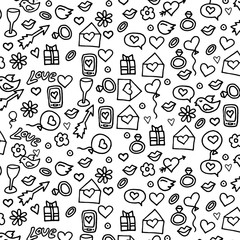 Naklejka premium Sketchy vector hand drawn doodles cartoon set of Love