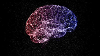 Scheme of abstract colorful brain on black background. Creative mind concept.