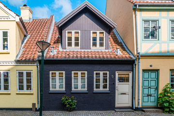 Fototapeta na wymiar Colored traditional houses in old town of Odense, Denmark
