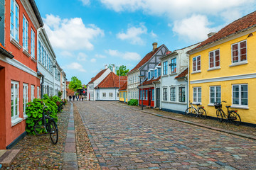 Fototapeta na wymiar Colored traditional houses in old town of Odense, Denmark
