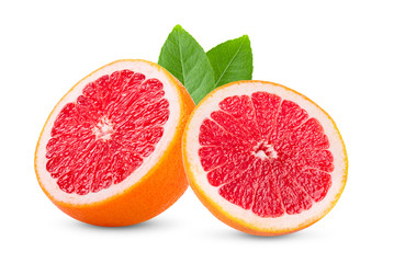  grapefruit with slice isolated on white background