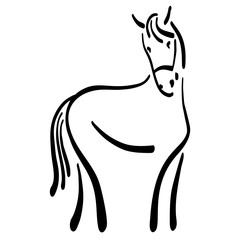 Vector drawing of a cute cartoon horse