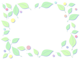 Fototapeta premium 葉っぱとドットが舞うフレーム