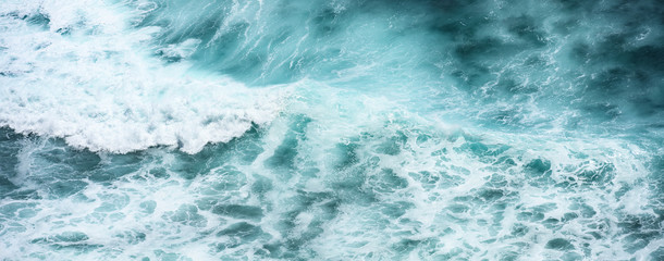 View from above, stunning aerial view of some ocean waves that forms a natural texture. Indian...