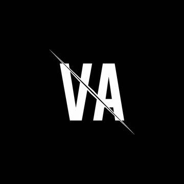 VA logo monogram with slash style design template