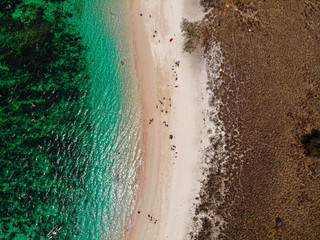 Drone photo of people on beach