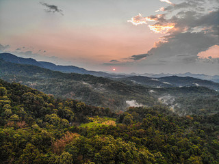 Sunset over jungle in Indonesia