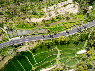 Fototapeta na wymiar Drone photo of road in Bali