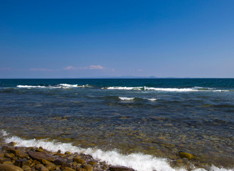 abstracted stone shore and rocks on different backgrounds