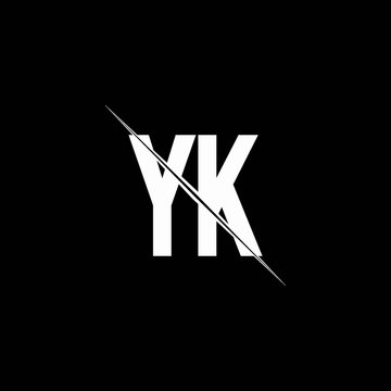 YK logo monogram with slash style design template