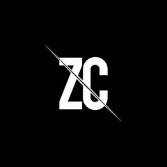 ZC logo monogram with slash style design template - obrazy, fototapety, plakaty