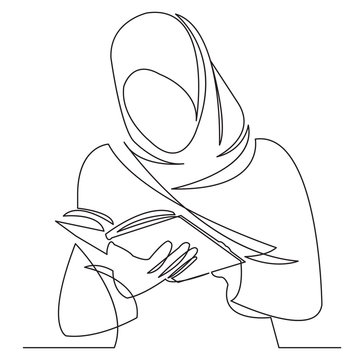 Muslim Woman Reading Book