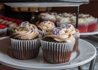 Cupcakes with Flowers and Horseshoe in Stack