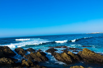 Rocky coastline along the Pacific ocean near Monterrey 