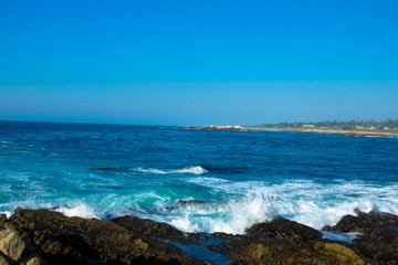 Rocky coastline along the Pacific ocean near Monterey 