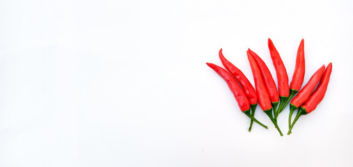 red chili peppers on white background