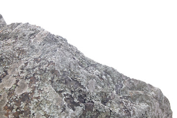 Big stone isolated white background. material object  of large nature