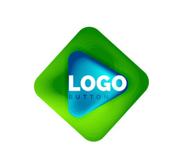 Play, arrow or download button icon, minimal design business logo template. 3d geometric bold in relief style with color blend steps effect. Vector Illustration For Wallpaper, Banner, Background, Card