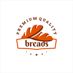 simple bread shop badge logo template. premium quality sticker for bakery