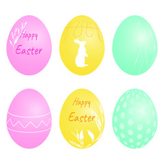 Set of Easter eggs isolated on white background