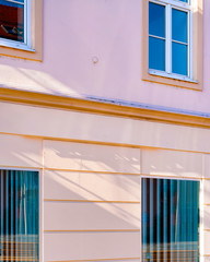 Fragment of residential apartment and flat building exterior of Leibnitz reflex