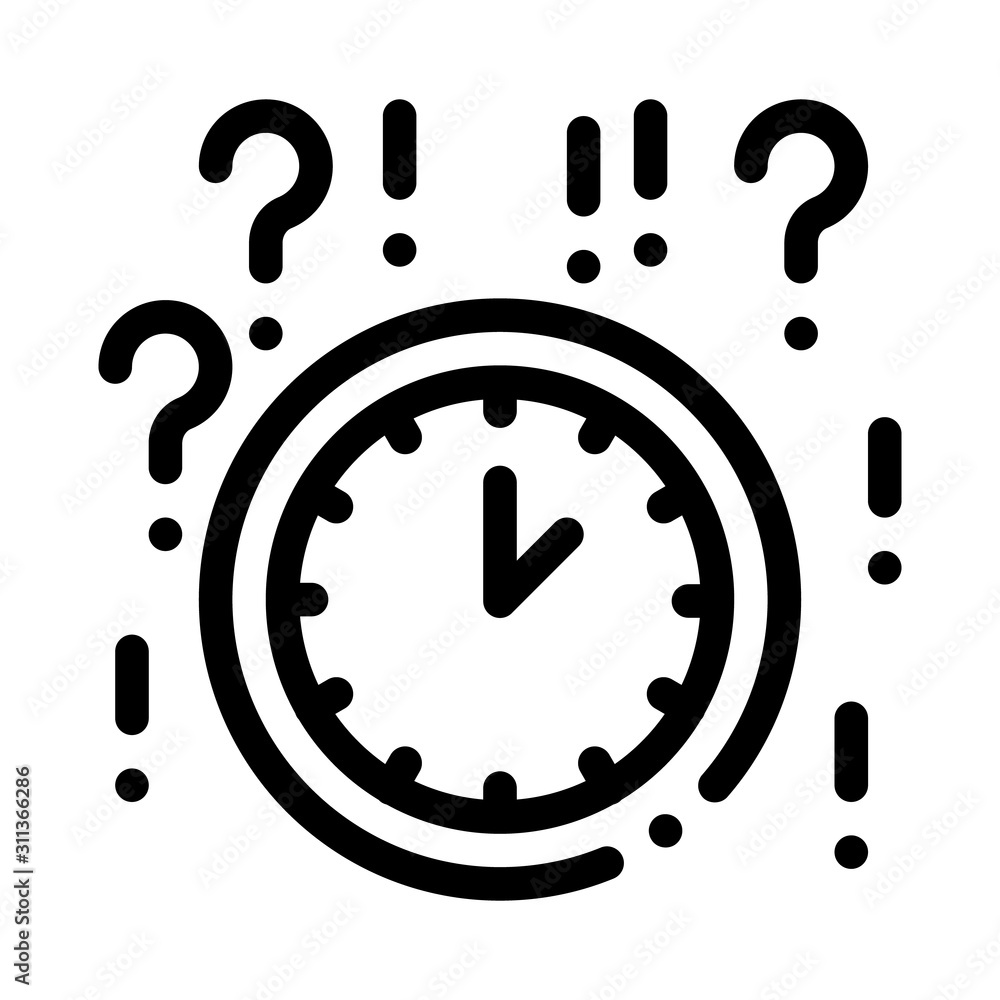 Aufkleber clock and question mark icon vector. outline clock and question mark sign. isolated contour symbol i