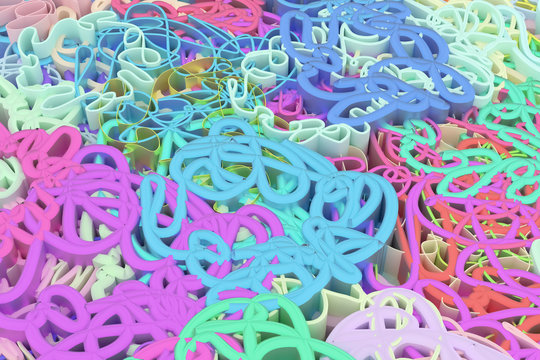 Background abstract, messy colorful curve geometric lines for design, graphic resource. 3D render. © BentChang