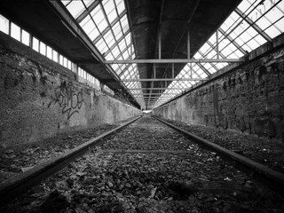 Fototapeta na wymiar Montzen, Belgium, 15th of Dez 2019, Impressions of an old abandoned railway venue