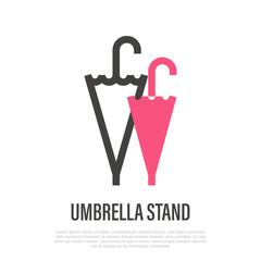 Umbrella stand thin line icon. Public sign. Vector illustration.