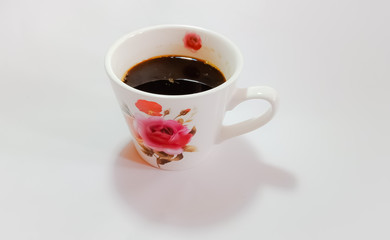 cup of tea with lemon on white background