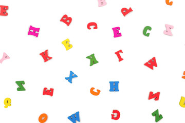 Multicolored letters isolated on a white background.