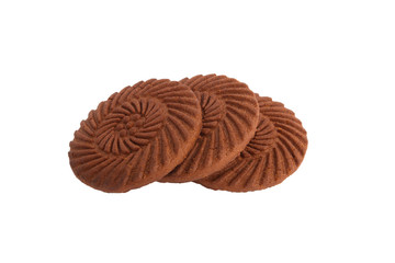 Handmade chocolate cookies made from Shortcrust pastry, isolated