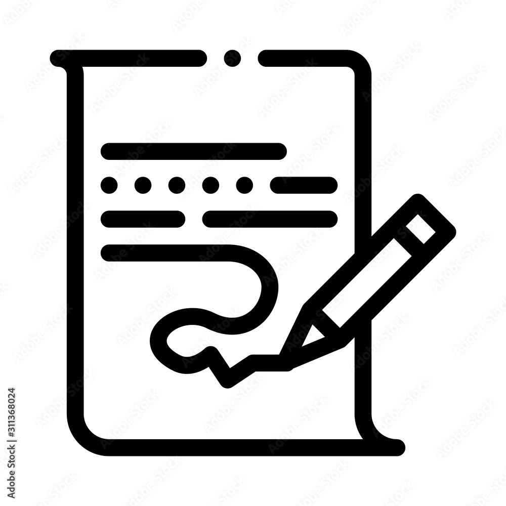 Poster paper list and pencil icon vector. outline paper list and pencil sign. isolated contour symbol illus