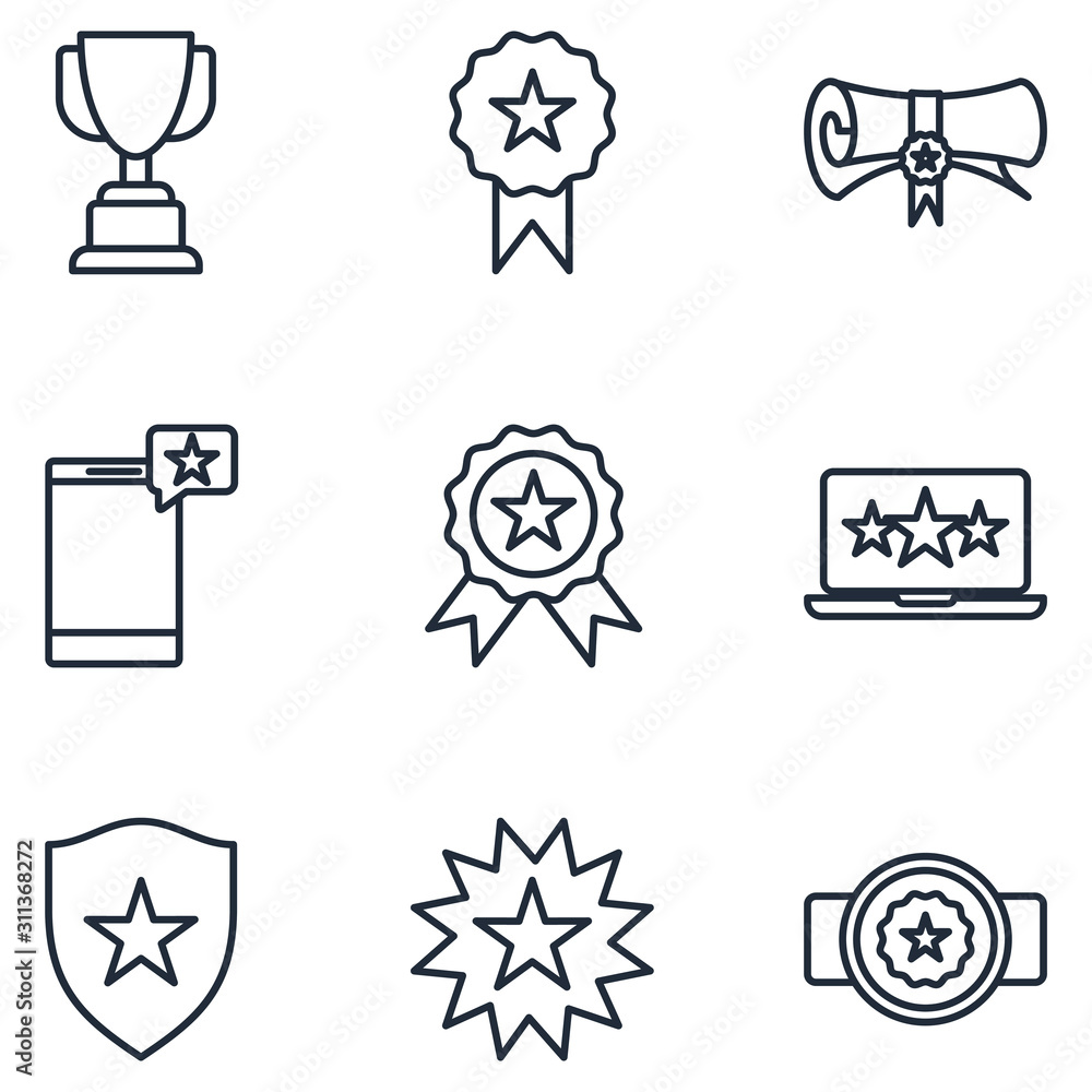 Aufkleber awards set icon template color editable. ranking pack symbol vector sign isolated on white backgroun