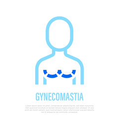 Gynecomastia thin line icon. Plastic surgery for men. Vector illustration.