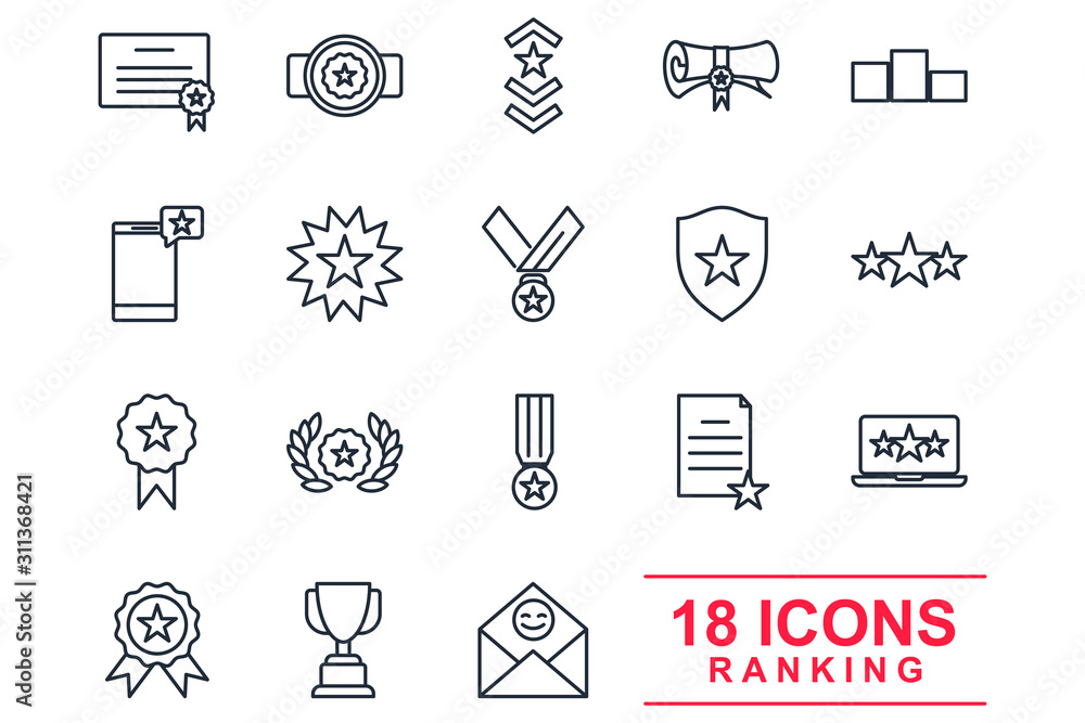 Poster Awards Set icon template color editable. Ranking pack symbol vector sign isolated on white background illustration for graphic and web design.