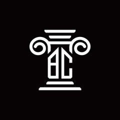 BC monogram logo with pillar style design template