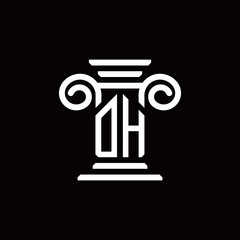 DH monogram logo with pillar style design template