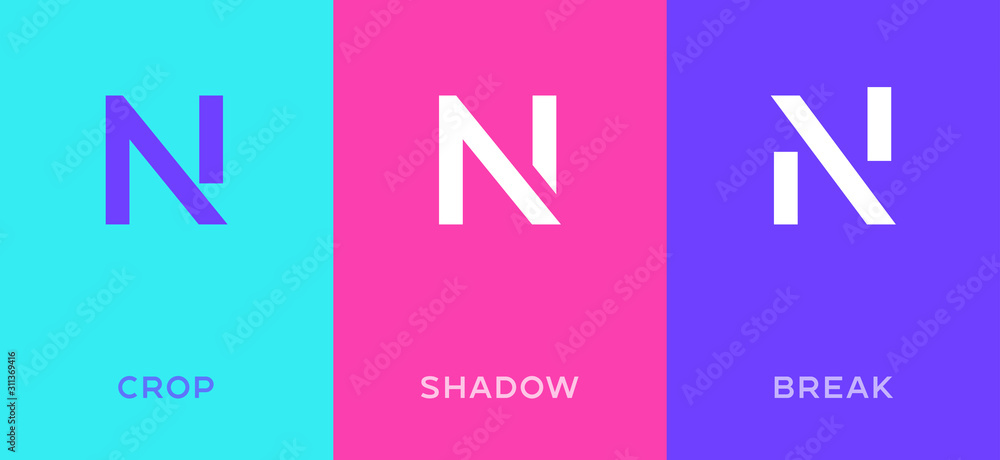Poster set of letter n minimal logo icon design template elements