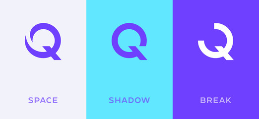 Set of letter Q minimal logo icon design template elements