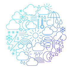 Weather Line Icon Circle Design
