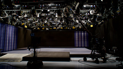 lighting equipment and professional the camcorder in television studio