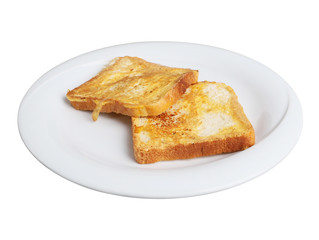 Egg bread on white plate