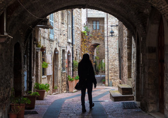Assisi, Umbria (Italy) - The awesome medieval stone town in Umbria region, with the famous Saint Francis sanctuary, during Christmas holidays.