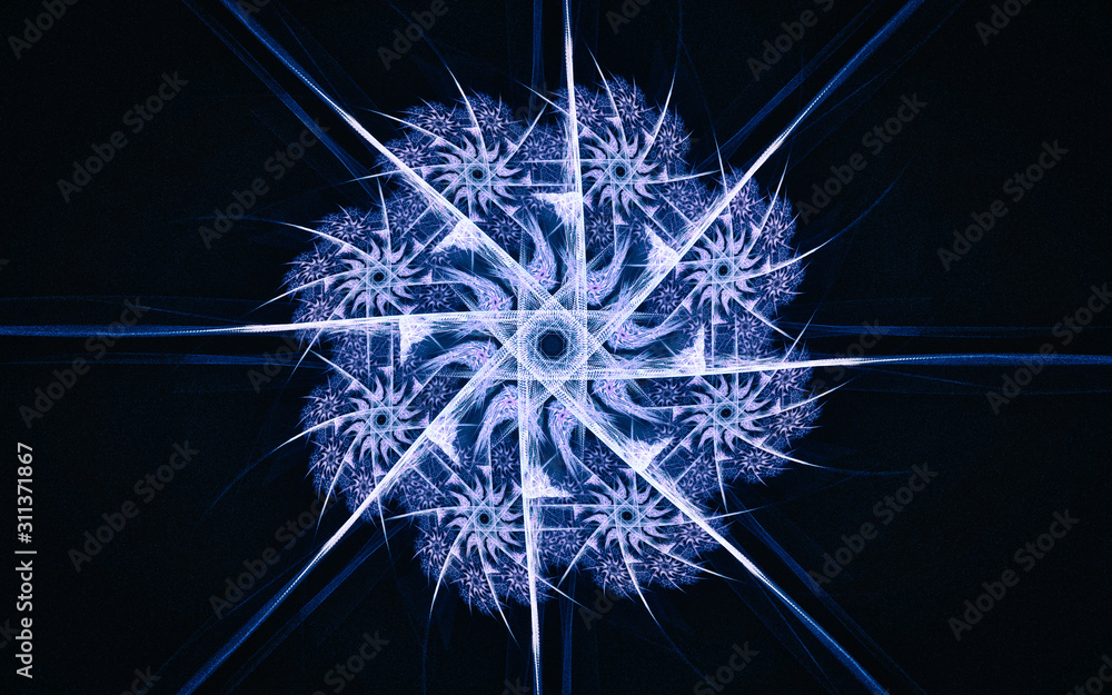 Poster digital image generated on a computer consisting of beautiful abstract geometric shapes, lines of di